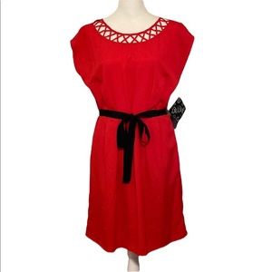 BEBOP classic modest midi dress with front tie belt